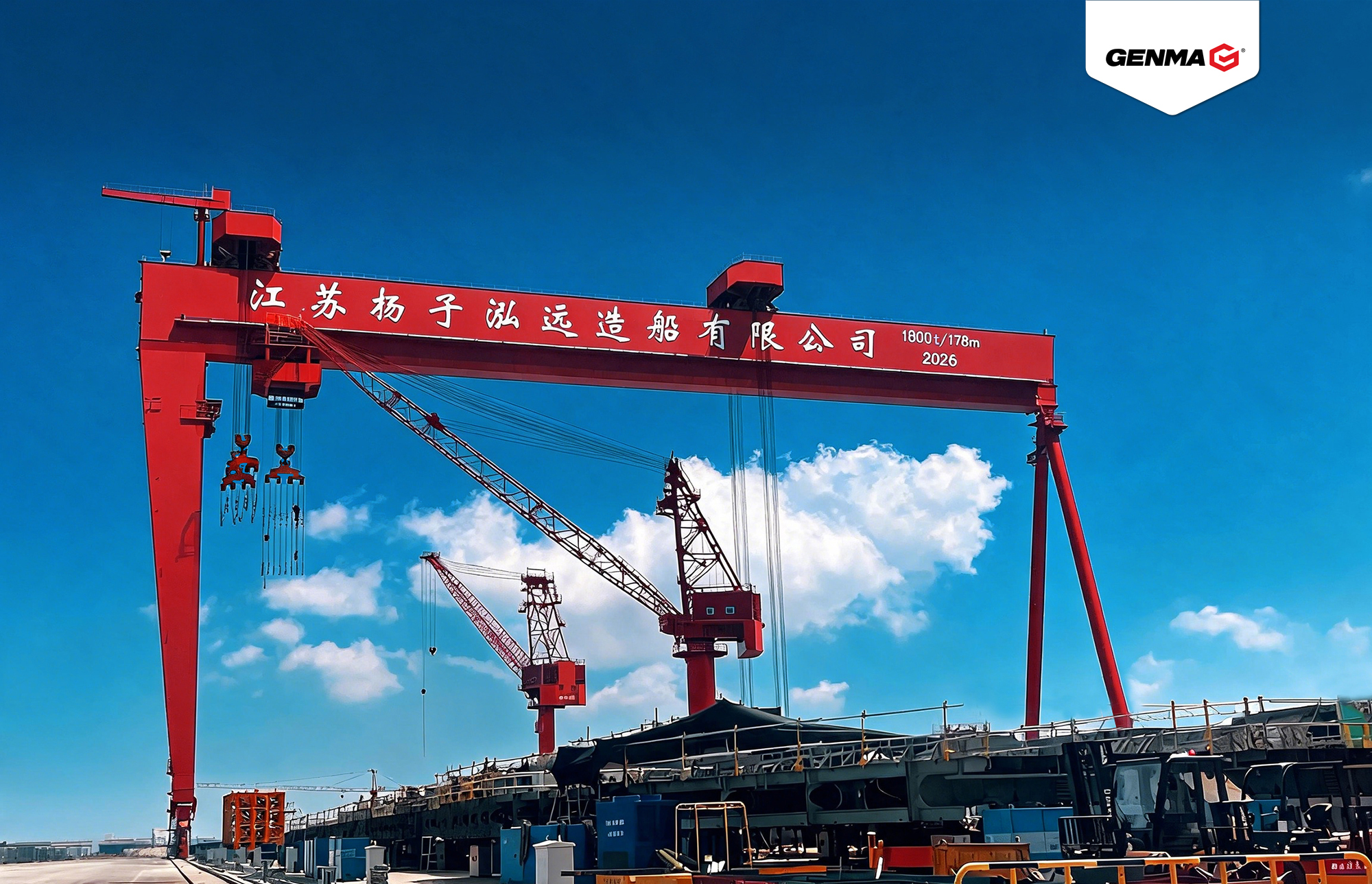 GENMA交付一台1800吨和一台400吨造船龙门吊(图2) GENMA交付一台1800吨和一台400吨造船龙门吊(图2)
